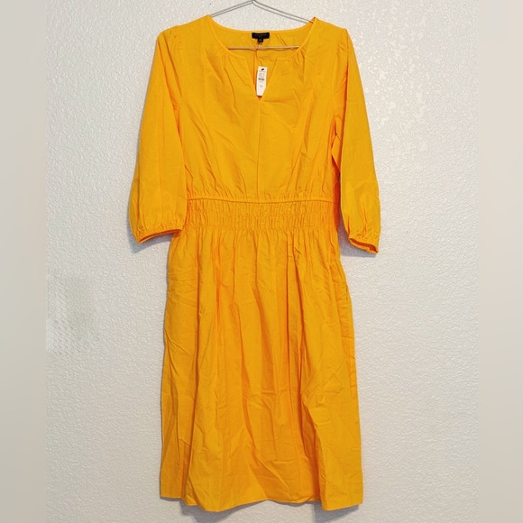 Talbots Smocked Poplin Midi Dress - Size 10 Petite - Picture 3 of 6